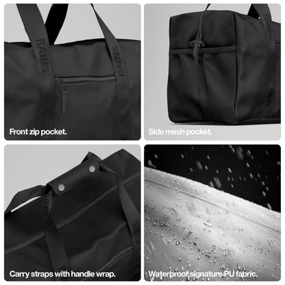 RAINS Trail Gym Bag - Black Gym Duffel Bag for Men and Women, Waterproof Material Sports Duffel Bags With Coated Zip, Detachable Shoulder Strap, 26 L - 2-Year Warranty