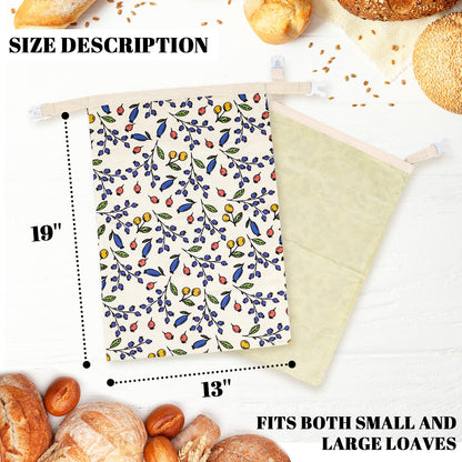 2 Pack Beeswax Bread Bags - 17x13 Inch Reusable Bread Storage Bags,Bees Wax Lined Bread Bags for Home Cooks fresh bread storage Easy Clean (Berry)