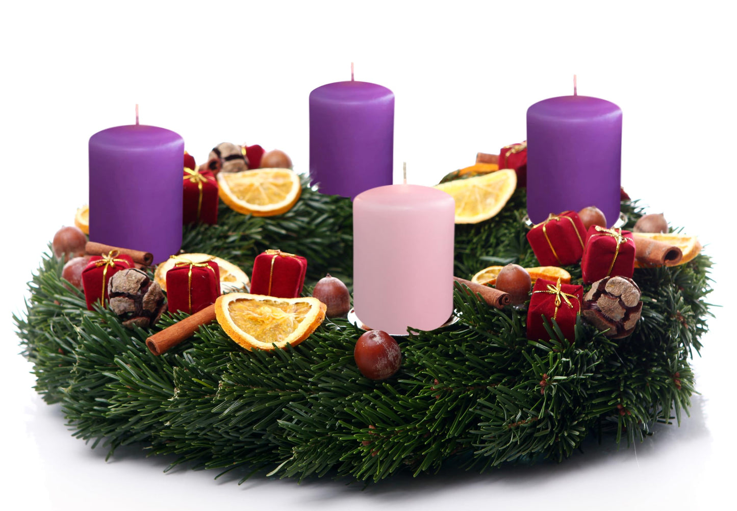 Hyoola Advent Candles Set of 4 - Unscented Pillar Candles 2x3 Inch - Made in Europe - Holiday & Advent Wreath Candles