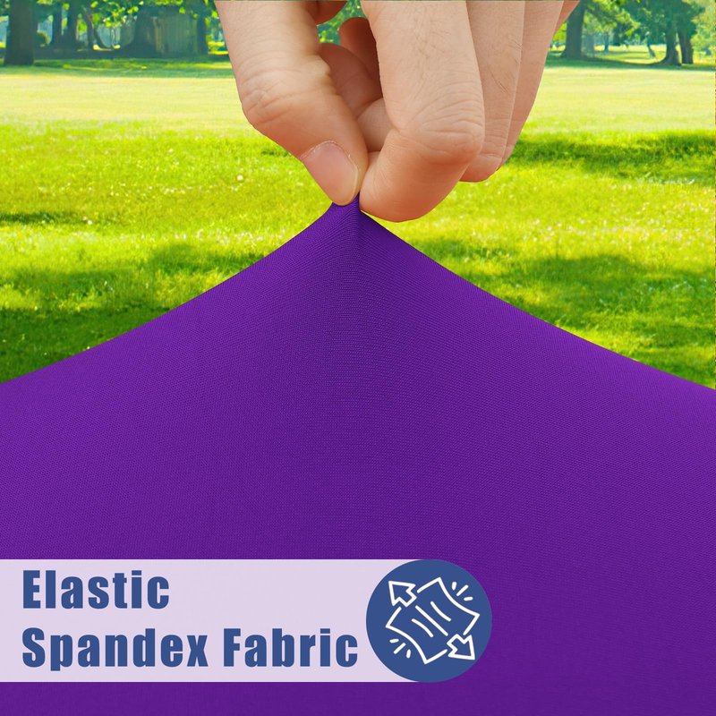 Moosfor Round Spandex Tablecloth, Elastic Fitted Waterproof Tablecloths for 57"-68" Tables, Stretch Washable Picnic Table Cover for Camping, Dining, Indoor and Outdoor, Purple