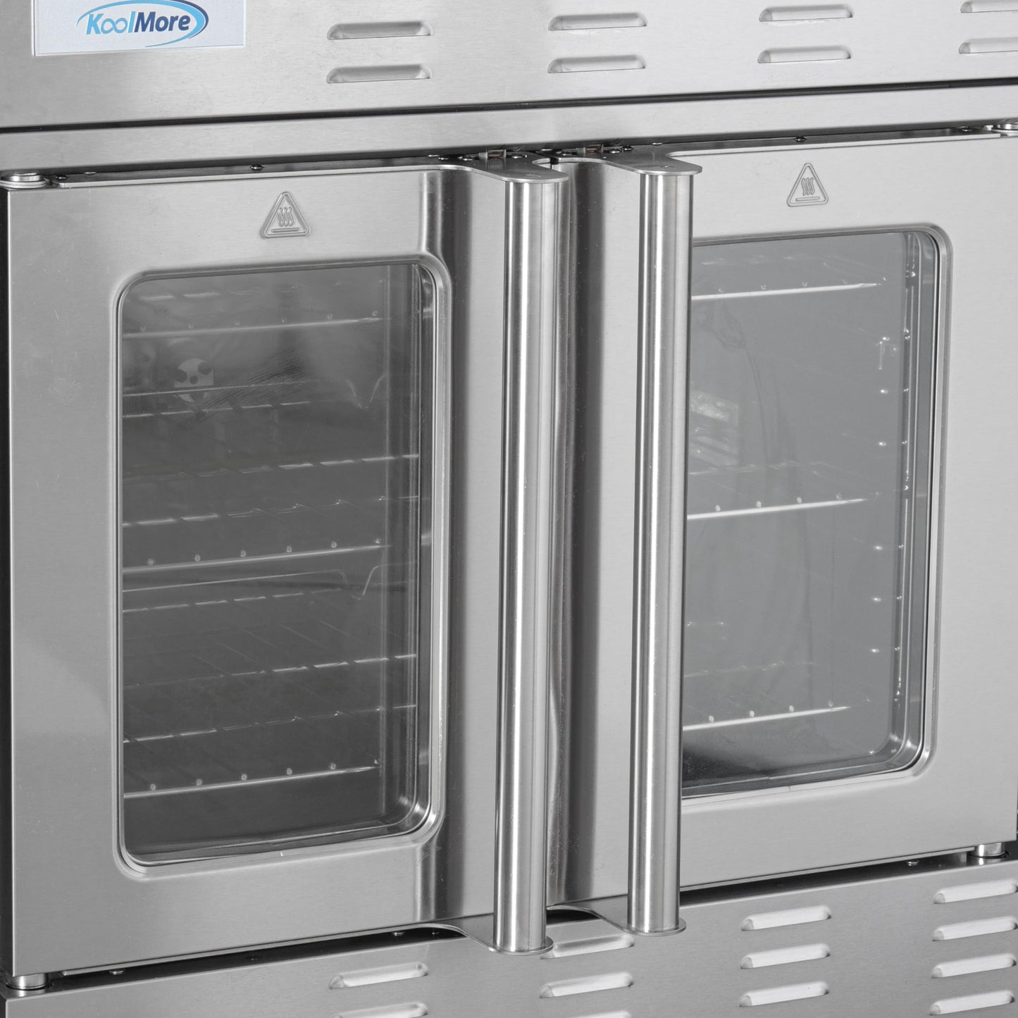 KoolMore 38 in. Full-Size Double Commercial Natural Gas Convection Oven 108,000 BTU With stacking And Casters in Stainless-Steel (KM-DCCO54-NGC)