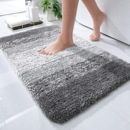 OLANLY Microfiber Bath Rugs - Extra Soft & Absorbent | 24x16 Grey Quick-Dry Mats for Bathroom Floor