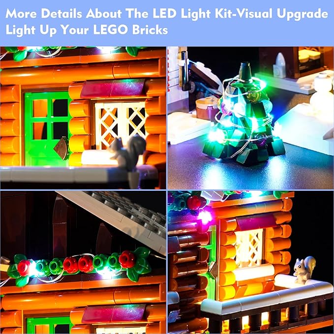 VONADO Colorful Light Kit for Lego Alpine Lodge Christmas Village 10325 Updated Creative LED Lighting Set Accessories Compatible with Lego 10325 Christmas Winter Village (Lights Only No Models)