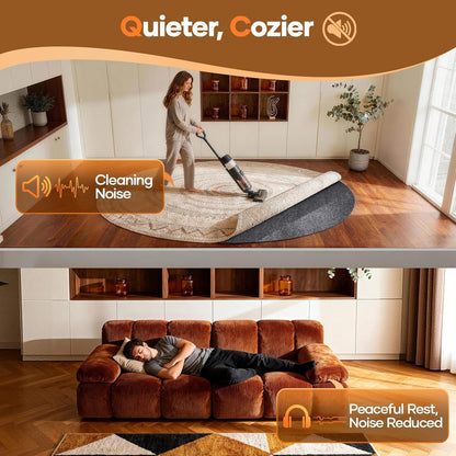 Veken Non-Slip Cushioned Rug Pad - 6 Ft Felt & Silicone Backing for Hardwood Floors | 1/8" Thick Anti-Skid Mat