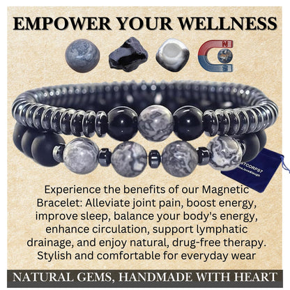 STCORPS7 Gifts for Women, Gifts for Women, Magnetic Bracelet Arthritis Energy Healthy Jewelry Therapy for Sleep, Hematite Bracelet, Crystal Jewelry Bring Luck, Prosperity and Happiness