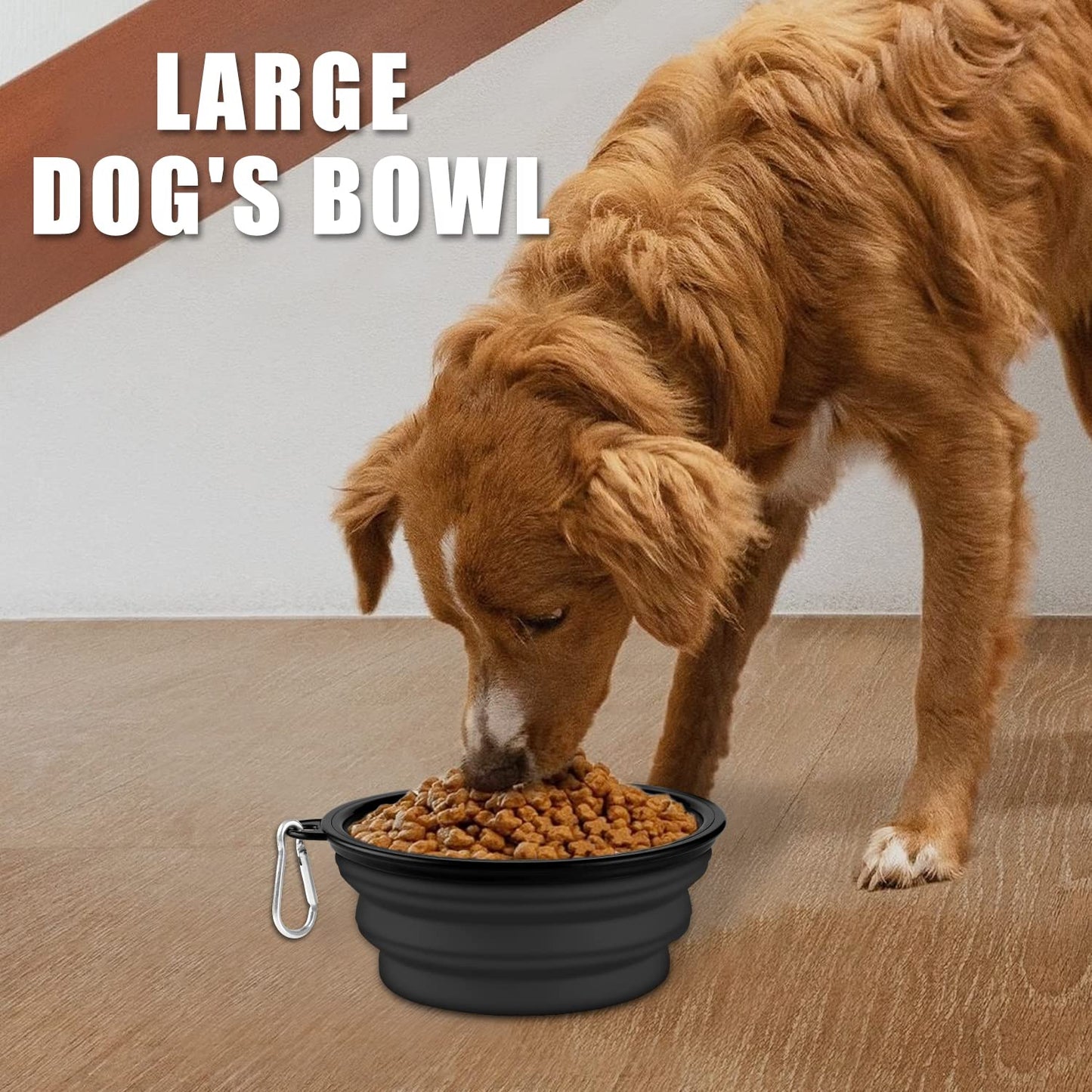 Collapsible Dog Bowls-2 Pack Large Size for Large/Medium Dogs, Dog Travel Water Bowl, Dog Cat Portable Water Bowl, Dog Pet Feeding Watering Dish Outdoor Hiking Parking Traveling with 2 Carabiners