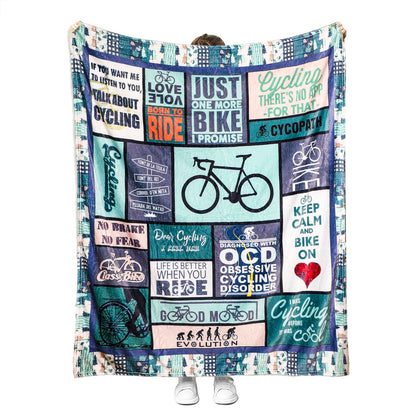 Soft Bicycle Blanket for Couch Bed Cozy Microfiber Fleece Flannel Bike Throw Blanket Gifts for Cycling Lover Kids Boys Girls Adults (Bike02, 130cm x 150cm(50'' x 60''))