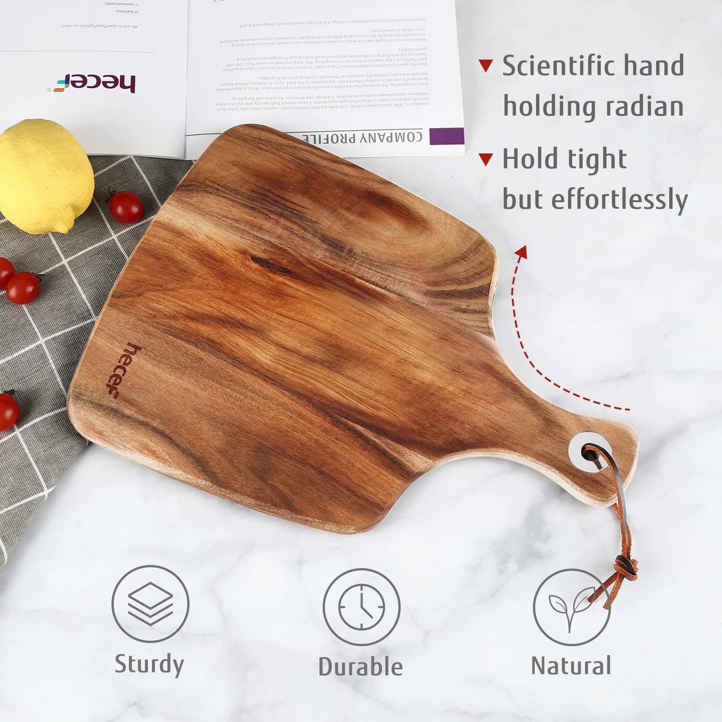 hecef Cheese Board set of 3,a Acacia Wood Cheese Plate, a Knife, a Fork, Charcuterie Board Platter Slate Serving Set for Appetizer Birthdays, Weddings, Housewarming (Cheese board with 2 knives)