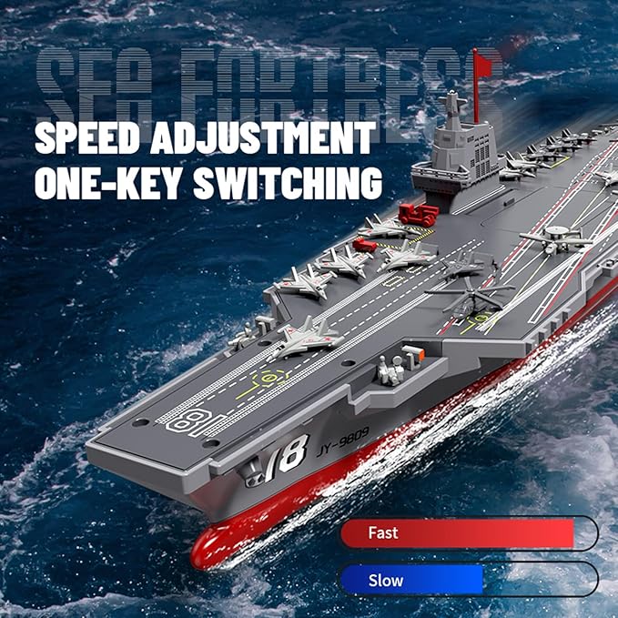 GoolRC RC Boats RC Warship Military Battleship 20KPH High Speed Remote Control Boat for Pools and Lakes 2.4GHz DIY Naval Forces Aircraft Carrier Model Kit with 2 Rechargeable Batteries
