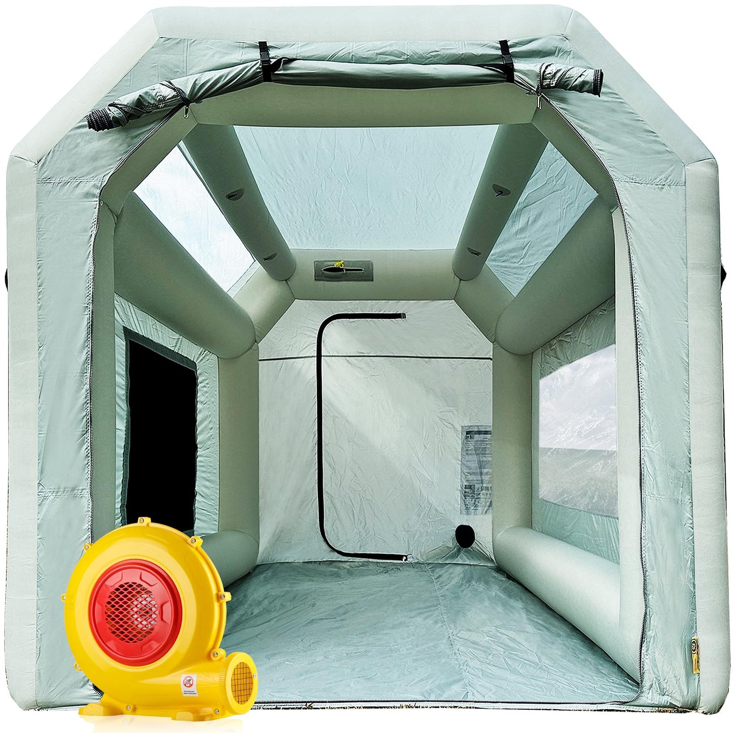 Sewinfla Portable Inflatable Paint Booth Tent 10.8x8.2x7.2Ft with One Blower 480W Inflatable Spray Paint Booth with Air Filter System, Blow Up Paint Booth