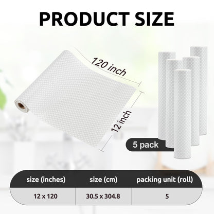 RAY STAR 12X120 Inch Shelf Liner for Kitchen Cabinets, Non-Adhesive Cabinet Liner Washable, PVC Drawer Liner for Dresser Non-Slip Bathroom (White Circle)(3 Roll)