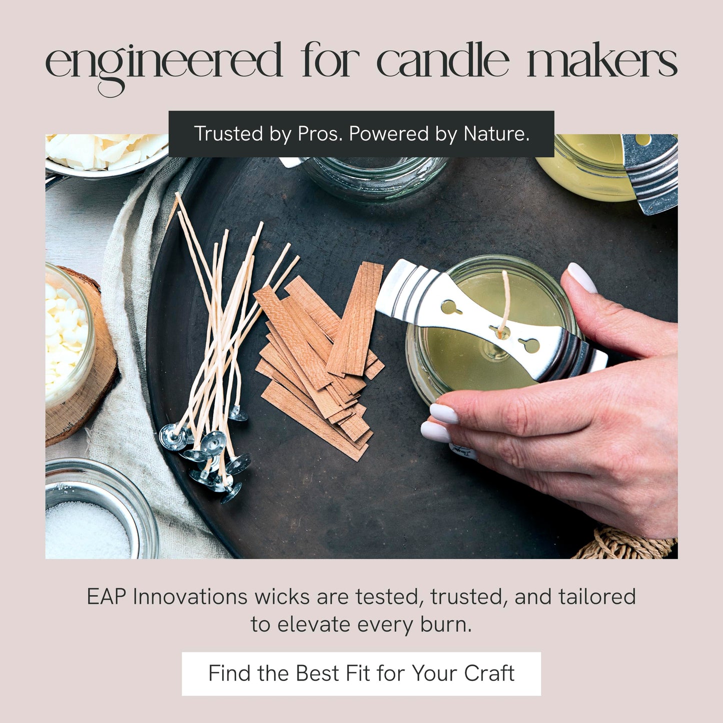 EAP Innovations HTP-73 Candle Making Wicks, Pre-Tabbed, Rigid, Self-Trimming Wicks for Candlemaking, Works with Paraffin, Gel & Vegetable Wax, 6" Length, Pack of 100