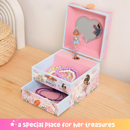 Giggle & Honey Musical Fairy Jewelry Box for Girls - Kids Music Box with Spinning Fairy and Mirror, Princess Gifts for Little Girls, Jewelry Boxes, Childrens Birthday Gift - Ages 3-10, Pink
