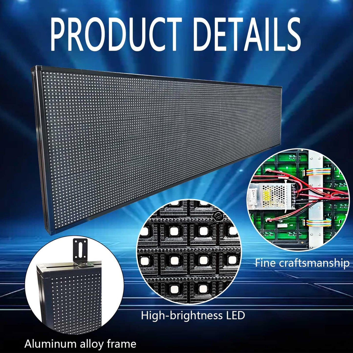 HS Programmable Scrolling Led Sign, Digital Signs Outdoor Waterproof ,Electronic Message Display Board ,Open neon Signs, Full Color High Brightness Big P10 77’’x20’’for Business Store Advertisement Public, APP control