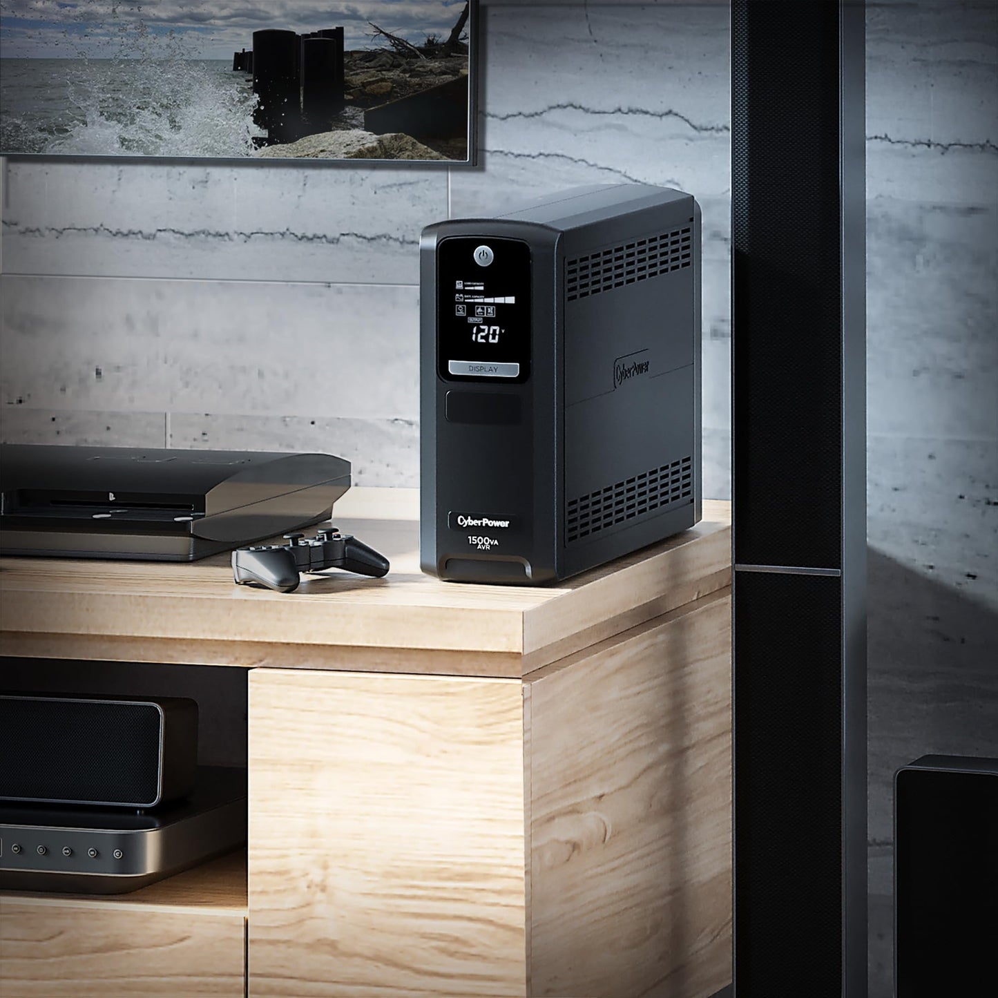 CyberPower CP1500GAVR Line‑Interactive UPS Battery Backup, 1500VA/900W, AVR, 10 Outlets, LCD Display, Mini-Tower, UL Certified
