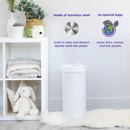 Ubbi Stainless Steel Diaper Pail - Odor Locking Design, No Special Bags Required | Taupe Color