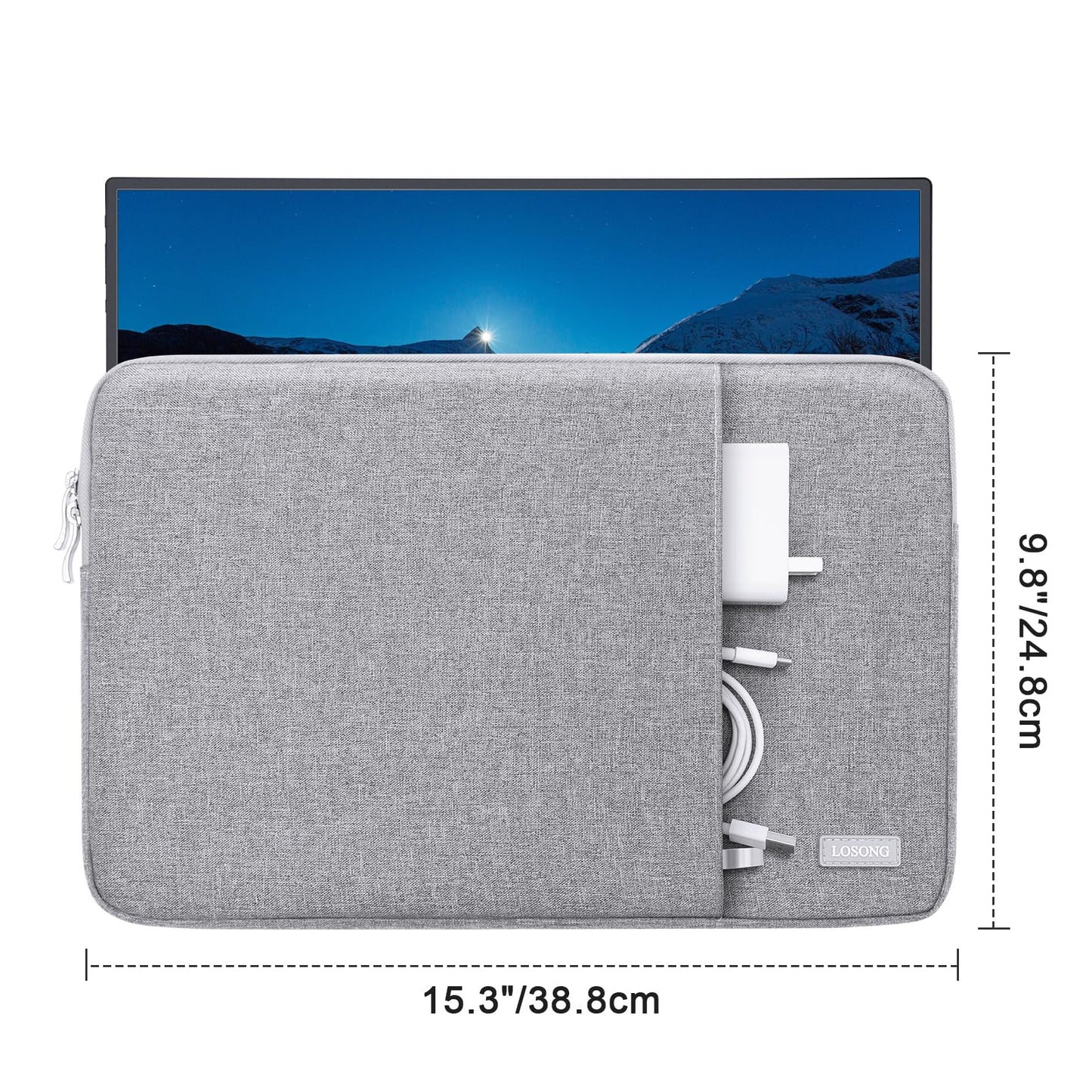 Portable Monitor Case 15.6 Inch, Protective Carrying Sleeve for Most 16.1/15.6 in Monitors, Water Resistant Portable Laptop Display Bag with Accessory Pocket, Size-15.3"x9.8" Black