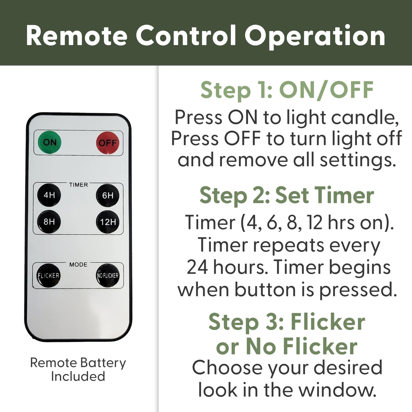 612 Vermont Battery Operated LED Window Candles with Timer, Remote Control, Warm White Flicker or Steady On, VTR1660P-4 (Pack of 4, Pewter)