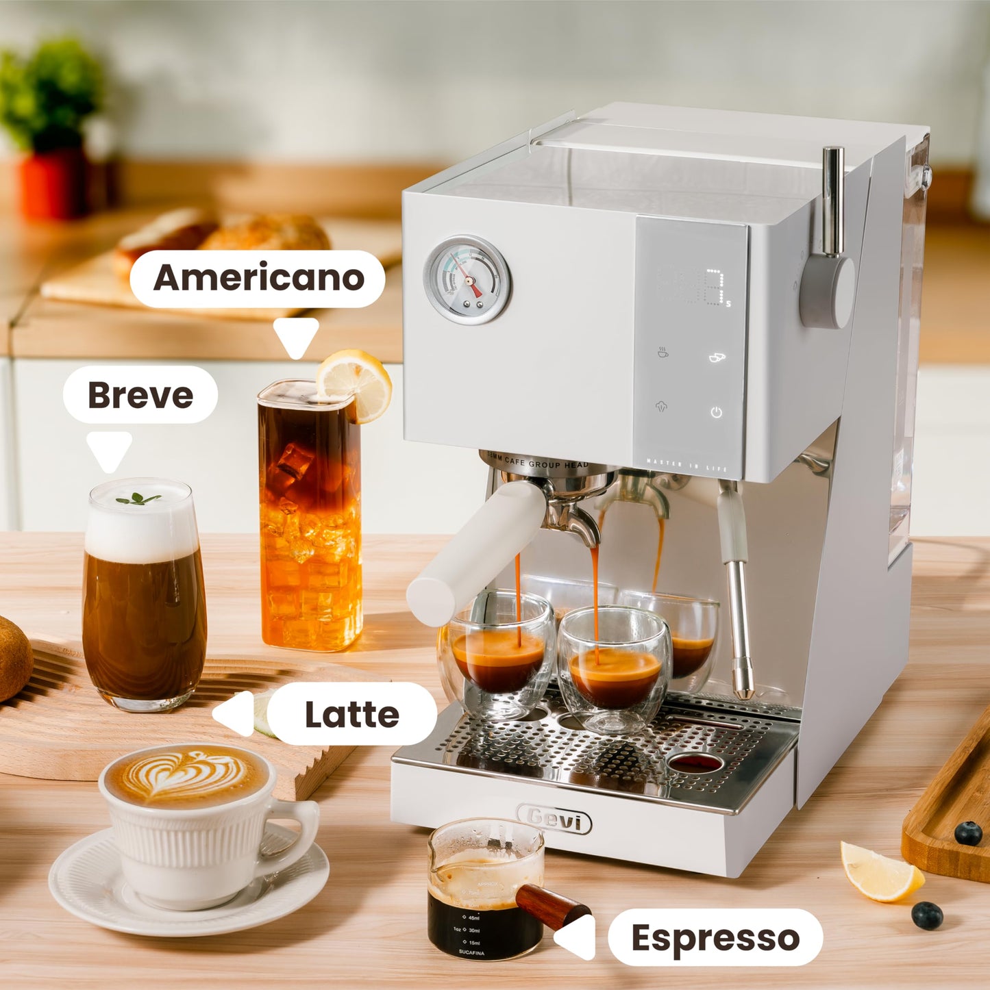 Gevi 58mm Professional Espresso Machine - PID Temperature Control & OPV System, Touch Display, 20Bar Italian Pump, Milk Frother for Barista-Quality Home Coffee, Great Gift