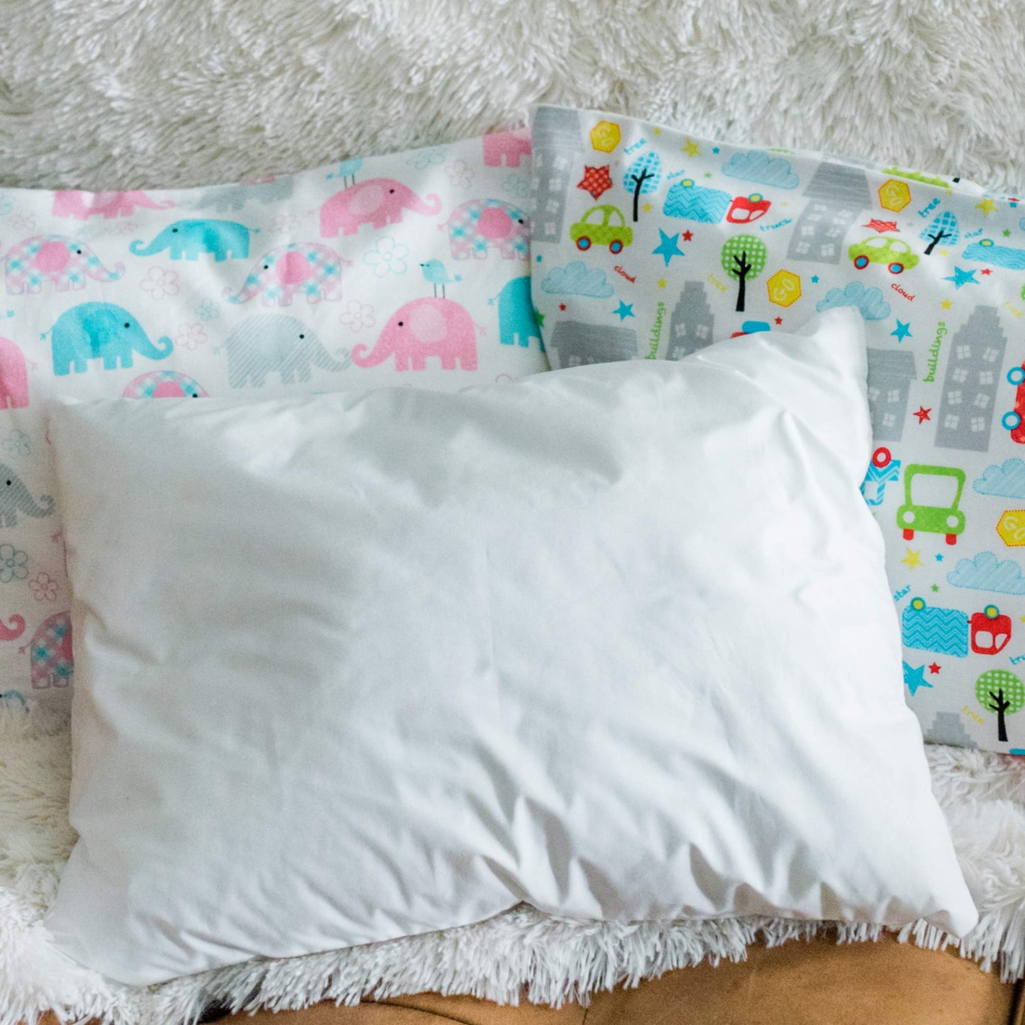 Little Sleepy Head Youth Pillow Case - 100% Made Cotton & Hypoallergenic Pillow Case - Snug Fit Envelope Pillowcase Enclosure - Youth Pillow 16x22 Size - (White Envelope) Design Travel Pillow Cover
