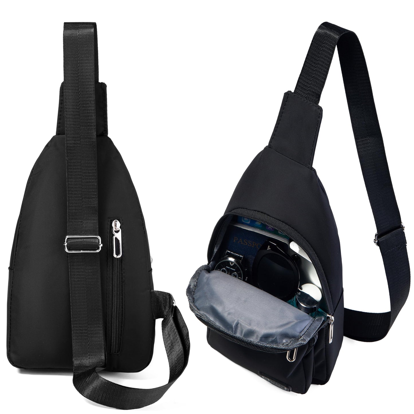 Small Sling Backpack Crossbody Sling Bag for Women, Chest Bag Daypack Fanny Pack Cross Body Bag for Outdoors Hiking Traveling - Black