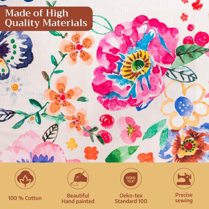 Maison d' Hermine Table Cloth Rectangle Table 100% Cotton 60 x 120 Inches Tablecloth Reusable Decorative for Dining Kitchen Farmhouse Gifts for Mothers Day Spring Summer- Happy Florals - High Summer