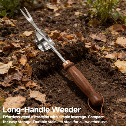 Zenrok Gardening Tools, 4 Pack Garden Tool Set with Wooden Handles Hand Tools with Transplanting Hand Shovel, Rake and Root Picker Ideal for Digging and Planting