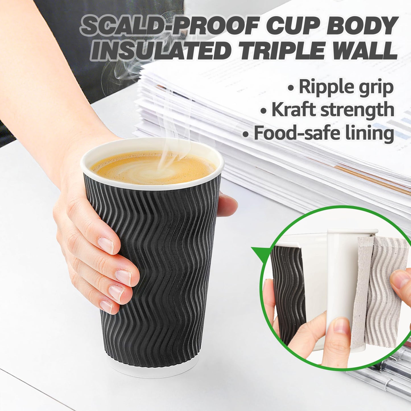 NUPANT 12-Cup Coffee Maker 1.8L Commercial Drip Coffee Maker + 200-Pack 16oz Insulated Paper Cups with Lids | Complete Pour Over Coffee Serving Bundle for Coffee Bar, Restaurant & Catering