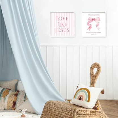 LARTSFRO Coquette Pink Bow Wall Art | Inspirational Christian Decor for Teen Girls | 10x10 Inch Set of 4 Unframed