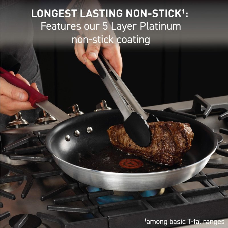 T-Fal Professional VX3 Brushed Nonstick Fry Pan with Stainless Steel Handle 10 Inch, Oven Broiler Safe 400F, Cookware, Pots and Pans, Frying Pan, Restaurant Grade, Certified by the NSF and CBA, Black