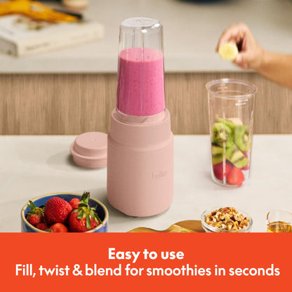 bella 6 Pcs Portable Rocket Blender, Juicer & Smoothie Maker, Press & Twist Design, EverGood™ & BPA Free Dishwasher Safe Parts, 4 Tip Stainless Steel Blade, Cord Wrap, 240 Watt Motor, Oatmilk