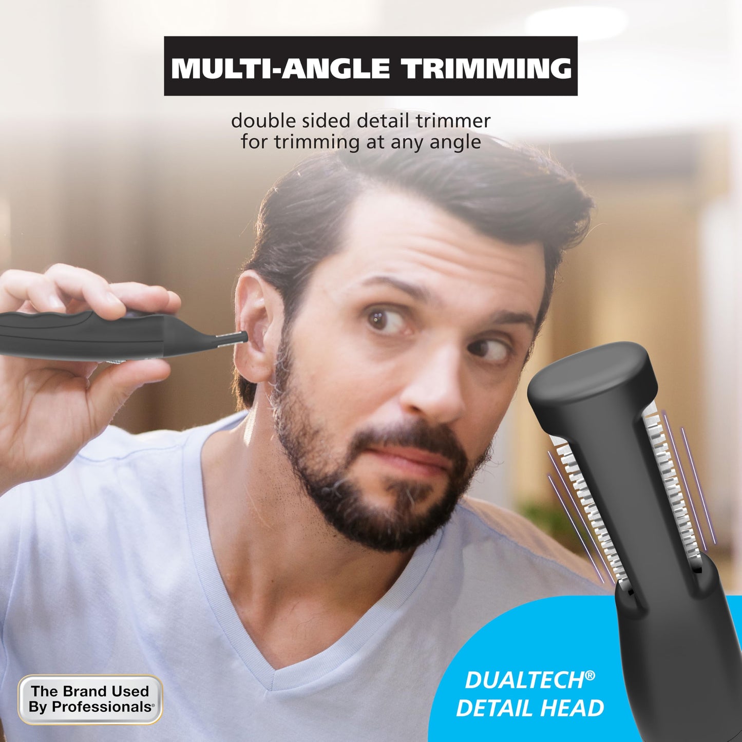 Wahl Groomsman Rechargeable Precision Trimmer for Hygienic Grooming with Rinsable, Interchangeable Heads for Eyebrows, Neckline, Nose, Ears, & Other Detailing - Model 3023284