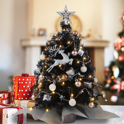 Juegoal Mini Christmas Tree - 24 Inch Lighted Tabletop Pine Tree with 50 LED Lights | Battery Operated & Timer