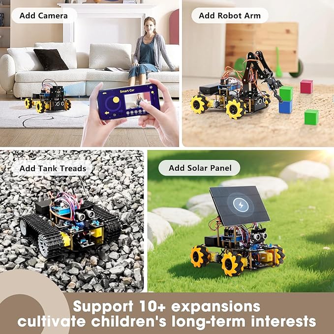 Robotics for Kids Ages 8-12 ACEBOTT Smart Robot Arm Car Kit with 5DOF STEM Toys for Boys Age 8-12 12-16+ ESP32 Arduino/Python/Blockly Coding App &amp Remote Control STEM DIY Gift for Teens &amp