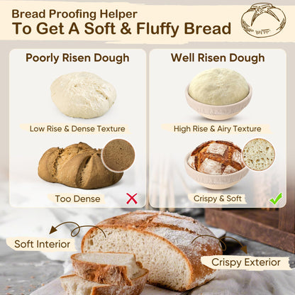 TeamFar Bread Proofing Basket Set of 2, Sourdough Bread Baking Supplies, 9 Inch Round Proofing Baskets for Sourdough Bread Baking, Proofing Bowls with Liner for Dough Fermentation