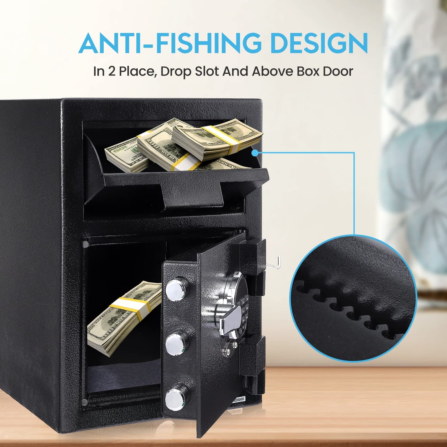 2.5 Cu.Ft Heavy Duty Drop Safe for Business With Digital Keypad, Depository Safe for Money with Drop Slot, 20" x 15.7"x 13.8", Office Safe Box for Money and Mail, Black