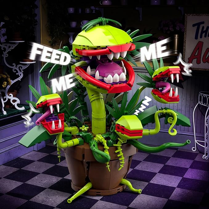 Piranha Plant Audrey 2 Building Blocks Set Little Shop of Horrors Carnivorous Flower Model with 4 Openable Mouth Toys Gifts for Kids Adults TV Movie Fans Halloween Christmas Birthday Gift（428PCS）