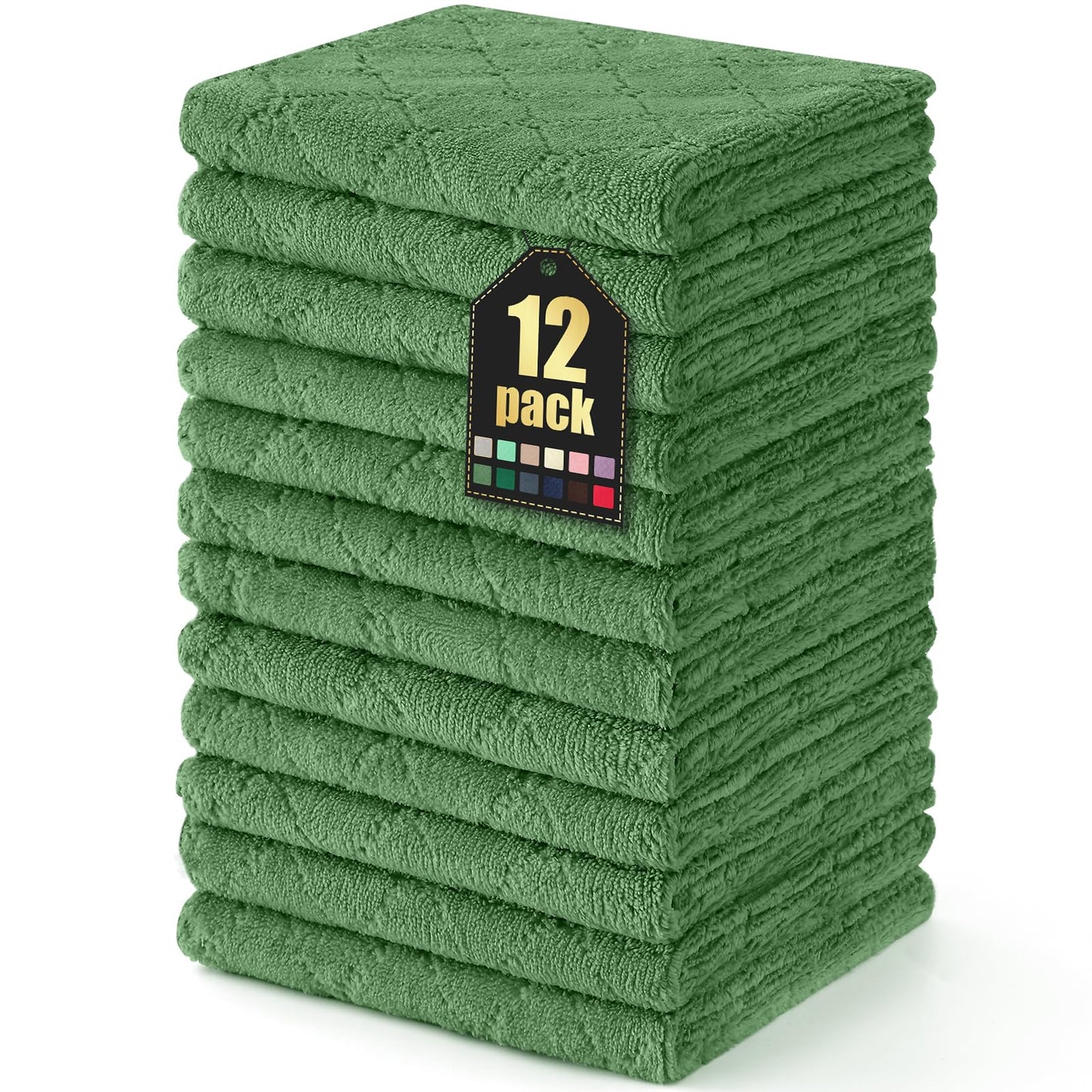 Homaxy 12 Pack Kitchen Dish Cloths (10 x 10 Inches, Grey), Super Soft and Absorbent Coral Velvet Dish Towels, Nonstick Oil Fast Drying Microfiber Cleaning Cloth, No Lint Household Dishcloths