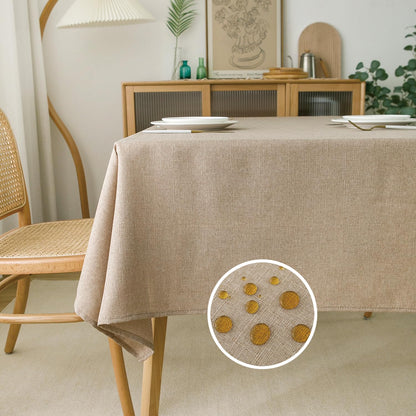 NLMUVW 48 Inch Square Linen Tablecloth - Burlap Textured Table Cloth Water Resistant Farmhouse Decorative Table Cover for Dining Kitchen Card