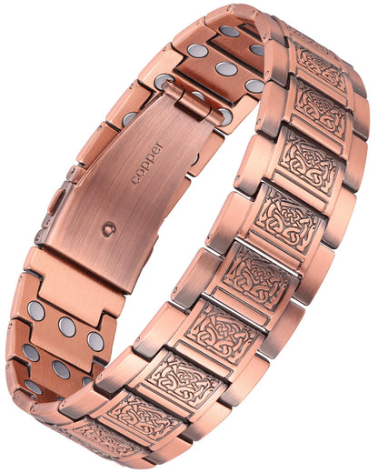 Feraco Copper Bracelet for Men, 3X Strength Magnetic Therapy Bracelet with Powerful 3800 Gauss Magnets,Copper Cooper Jewelry