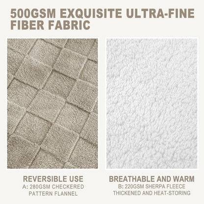 IVAPUPU Ultra Soft Throw Blanket - Checkered Fluffy Blanket for Couch, Flannel Fleece Throw Blankets for Bed, Double Layered Thick Blanket Sage Green Throw, 50x60 Inches