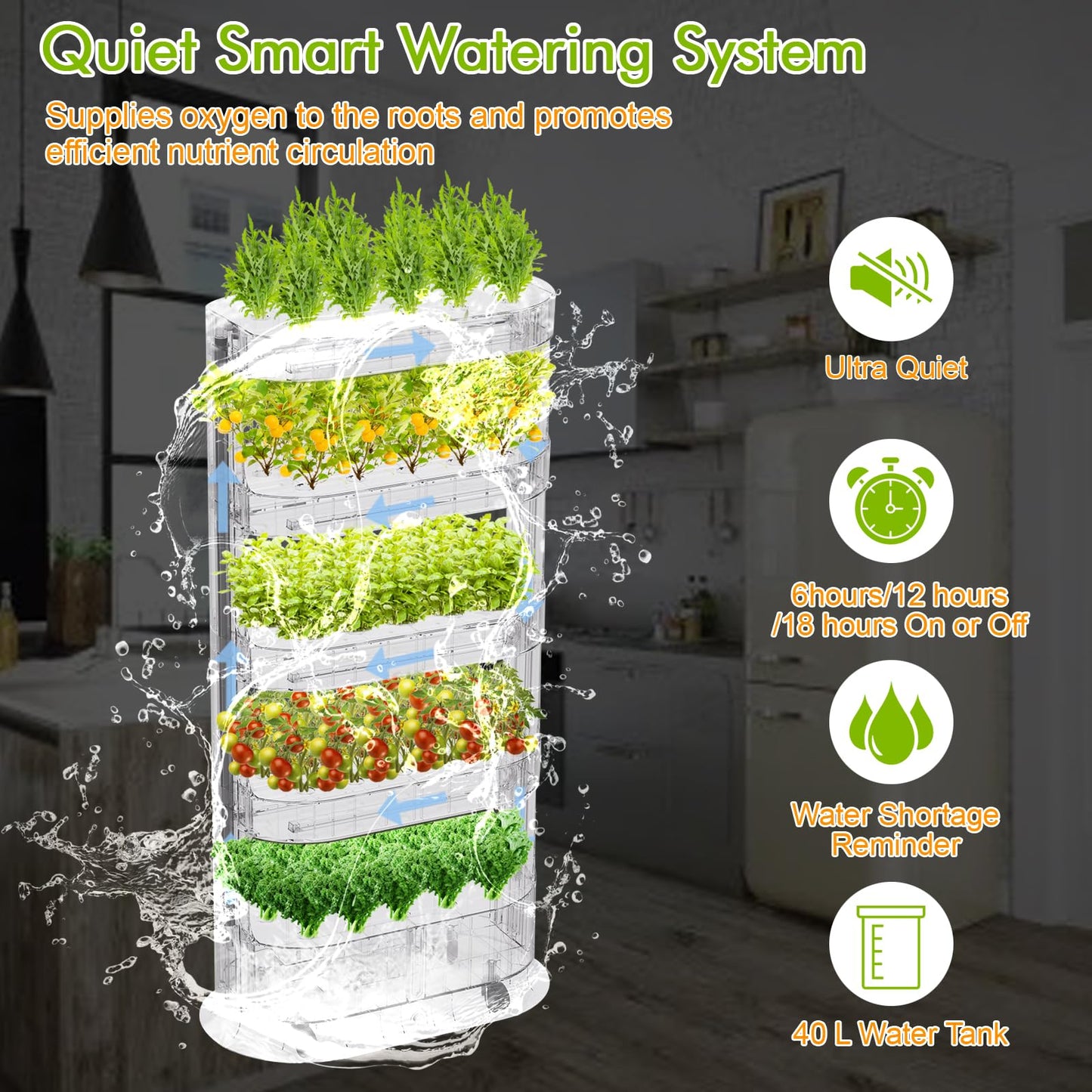 Lyfreen 5-Tier 80-Pod Hydroponics Growing System Kit, Vertical Hydroponic Tower with LED Grow Light & Quiet Water Pump,Self-Watering Indoor Herb Garden for Herbs, Lettuce & Vegetables