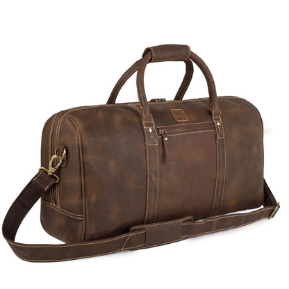 Genuine Leather Duffle Bag for Men & Women – Stylish Travel Weekender Bag with Shoulder Strap – Overnight, Gym, or Carry-On Luggage Bag – Vintage Brown