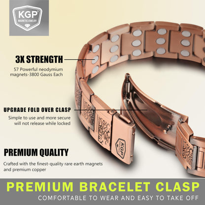 KGP® Vintage Magnetic Copper Bracelet for Men, 99.99% Pure Copper Therapy Bracelet with 3800 Gauss Magnets, Adjustable Healing Magnetic Bracelet Jewelry with Gift Box