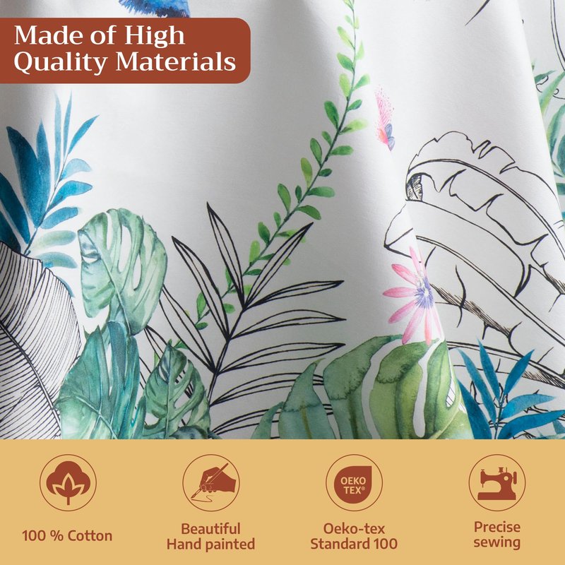 Maison d' Hermine Table Cloth Round Table 100% Cotton 63 Round Inches Tablecloth Reusable Decorative for Dining Kitchen Room Farmhouse Home Gifts for Mothers Day Spring Summer - Tropiques