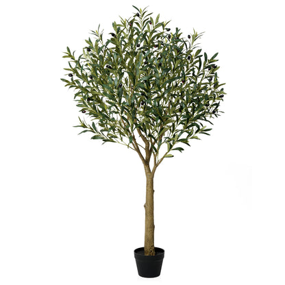 VeriNatural Artificial Olive Tree 5FT - Faux Olive Trees Indoor with 1283 Silk Leaves & 58 Fruits,UV Resistant & Natural Wood Trunk Fake Plant for Outdoor,Living Room,Patio,Home Decor,VN157