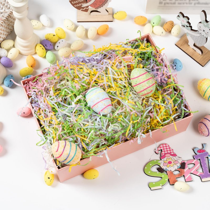 CIPOWM 340g/12oz Easter Grass Shredded Paper Filler 6 Colors Paper Shred Crinkle Raffia Paper Filler for Easter Gift Wrapping Boxes Bags Basket Filling Party Supply(6 Colors)