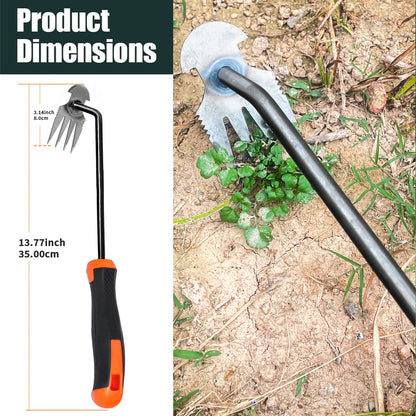 Weed Puller Tool, Upgrade Durable Garden Weeder Tools, Dual Purpose Manual Weed Removal Tool with Manganese Steel Teeth, Portable Uprooting Weeding Tool for Vegetable Gardens Backyards