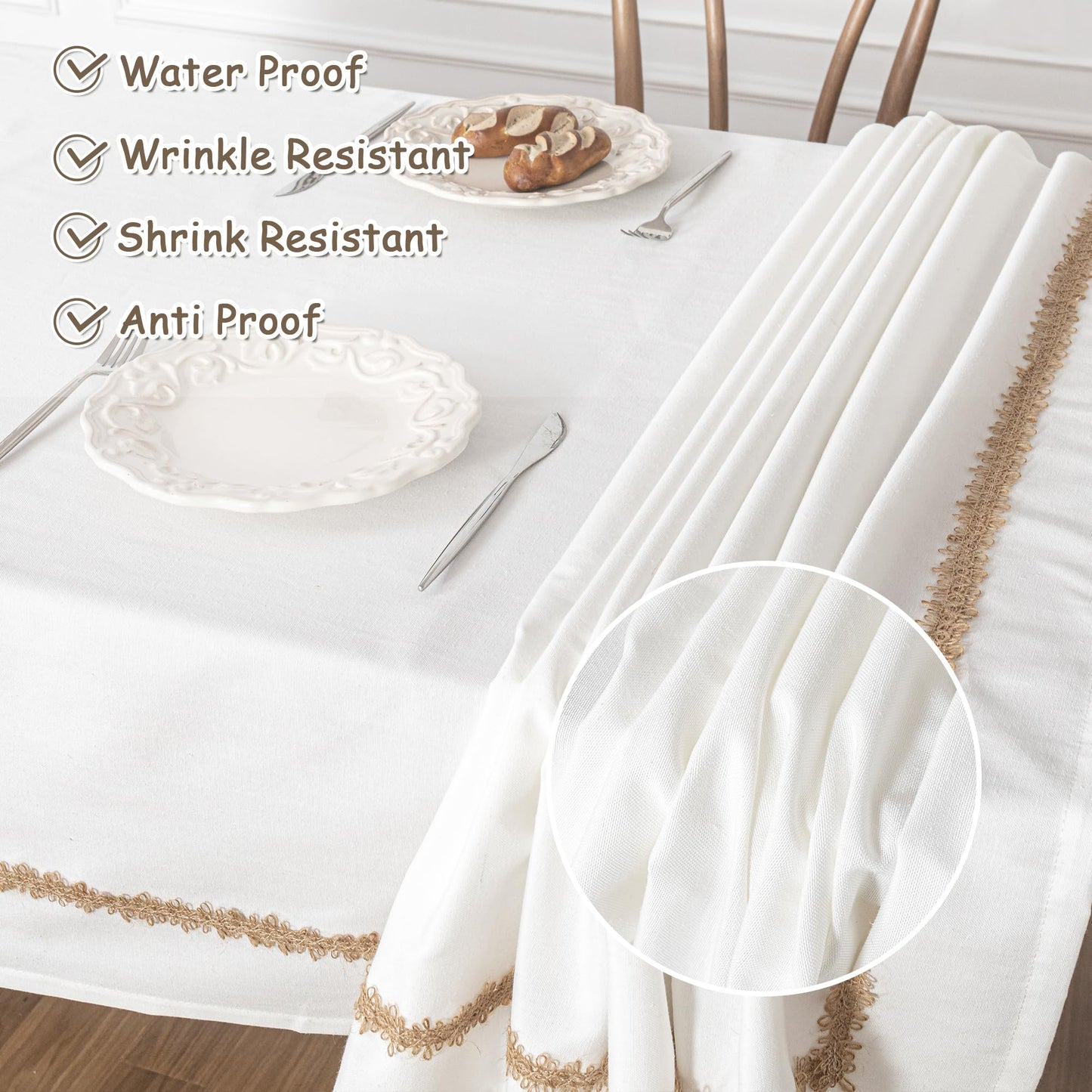 MYSKY HOME Table Cloth for Rectangular, Waterproof Tablecloth, Soft Cotton Indoor/Outdoor Tablecloths, Wrinkle Free Table Cloth Heavy Duty Rectangle Table Cloths for Parties & Dining Use, 55"X70"