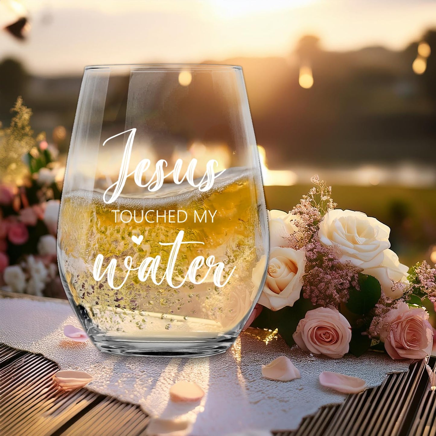 Socive Touched My Water Wine Glasses, Funny Inspirational Gift for Women Gifts for Birthday Mom Father's Day Friendship Retirement Gifts (Clear-My Water)